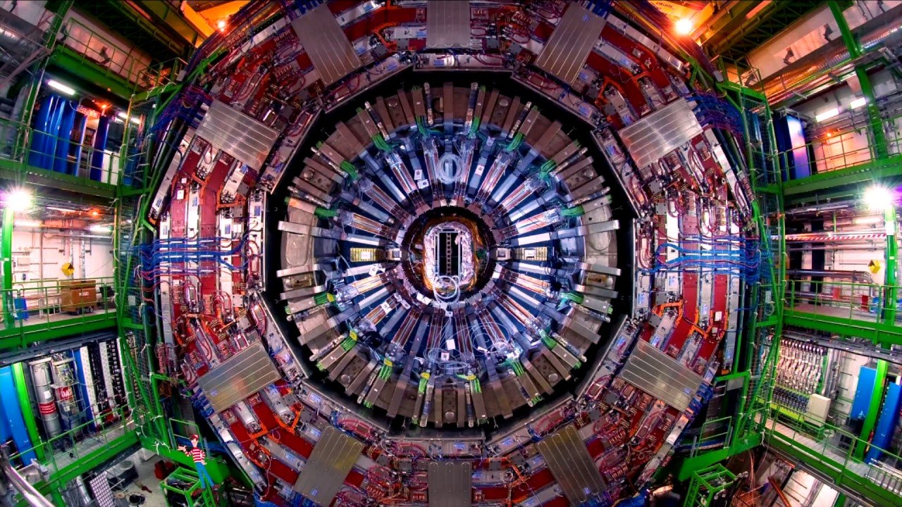 CERN Large Hadron Collider tunnel with complex underground engineering