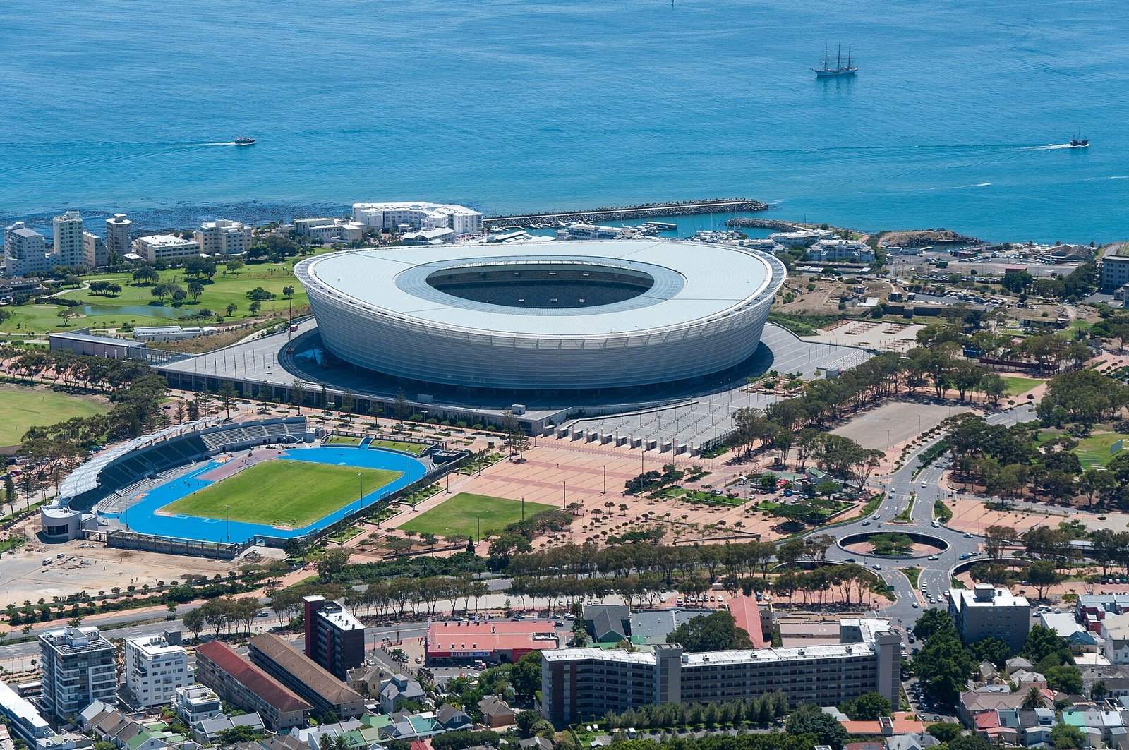 Cape Town Stadium overlooking the beautiful coastline