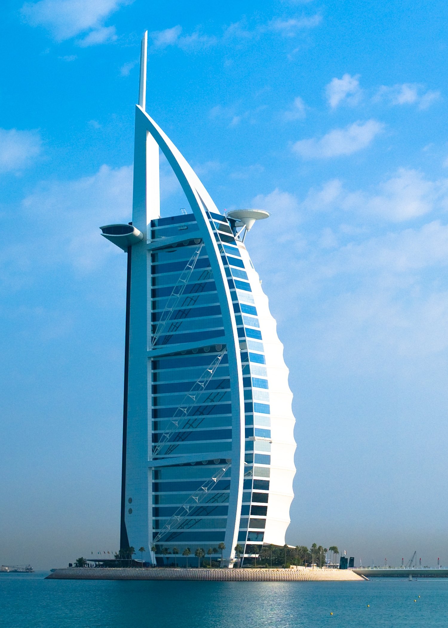 Burj Al Arab standing majestically on its artificial island in Dubai.